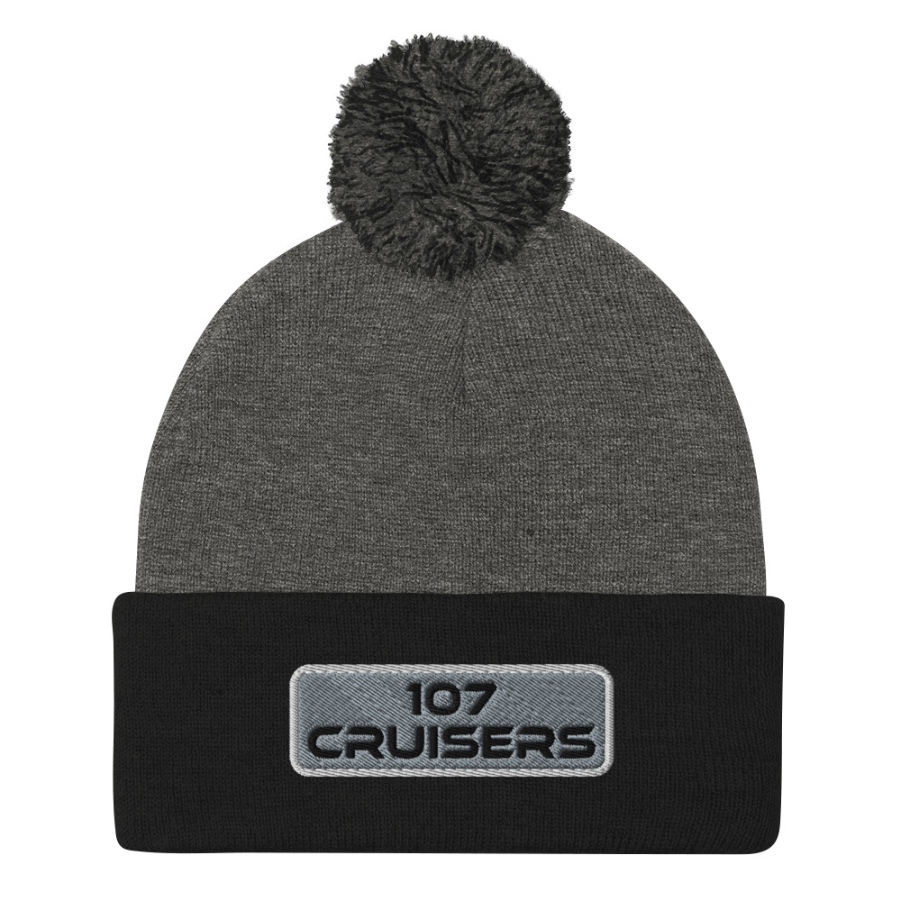 107 Cruisers Pom-Pom Beanie - Embroidered with Background - Image 8