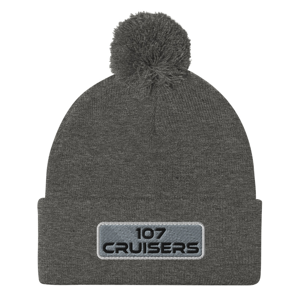 107 Cruisers Pom-Pom Beanie - Embroidered with Background - Image 9