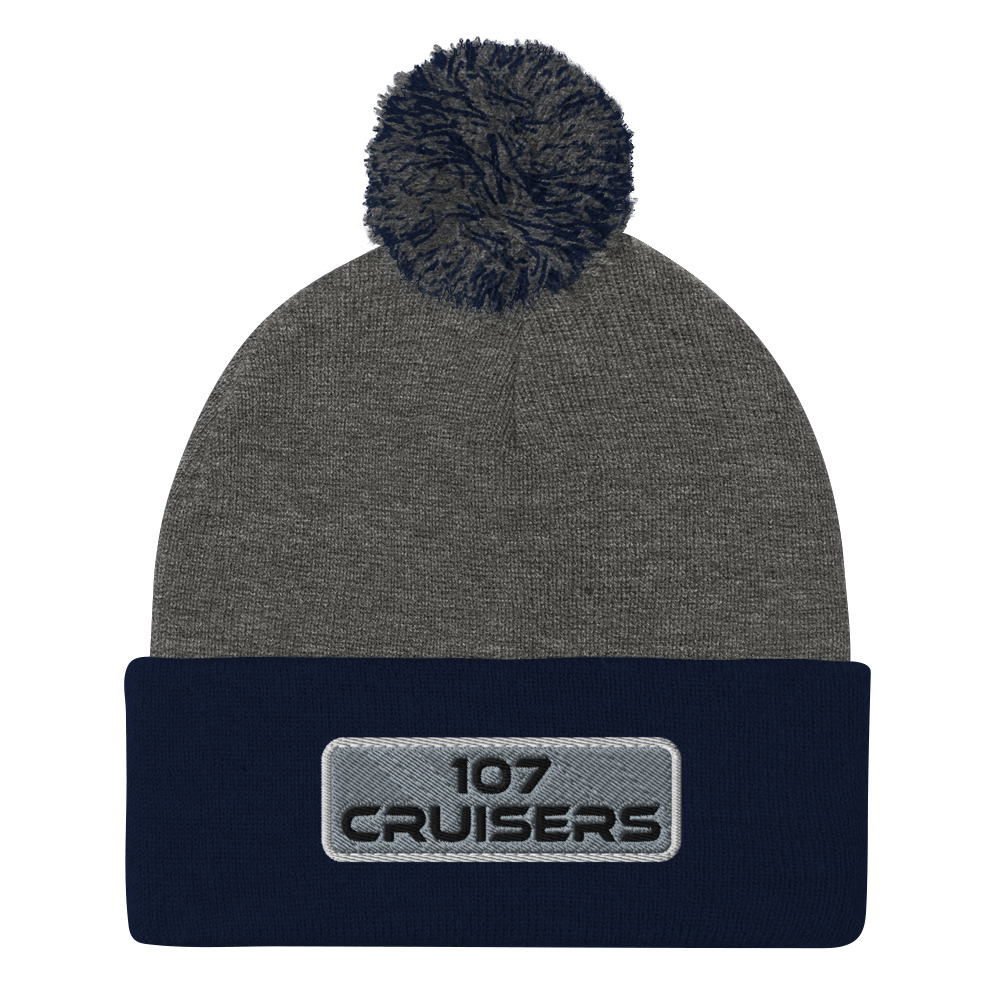 107 Cruisers Pom-Pom Beanie - Embroidered with Background - Image 7