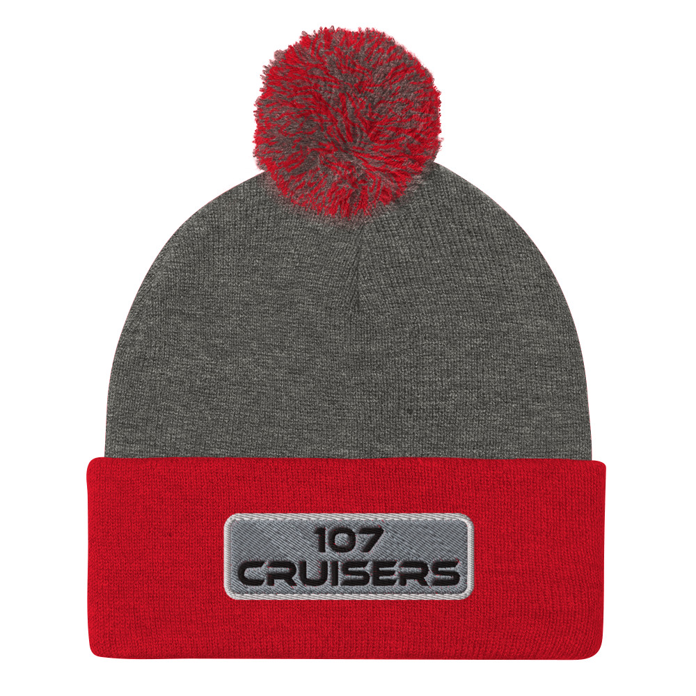 107 Cruisers Pom-Pom Beanie - Embroidered with Background - Image 6