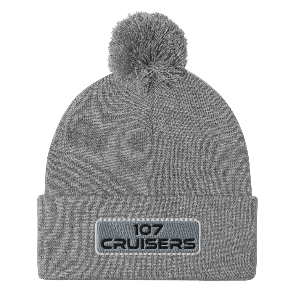 107 Cruisers Pom-Pom Beanie - Embroidered with Background - Image 10