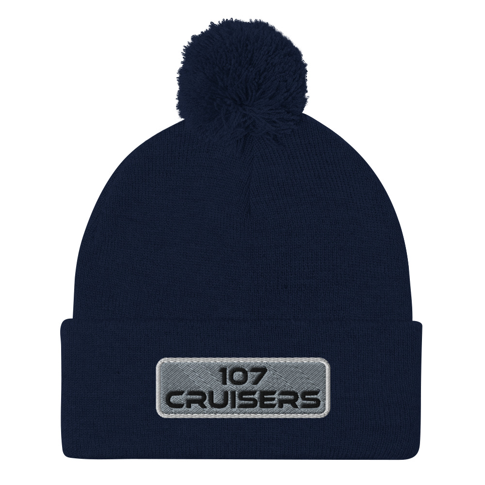 107 Cruisers Pom-Pom Beanie - Embroidered with Background - Image 3