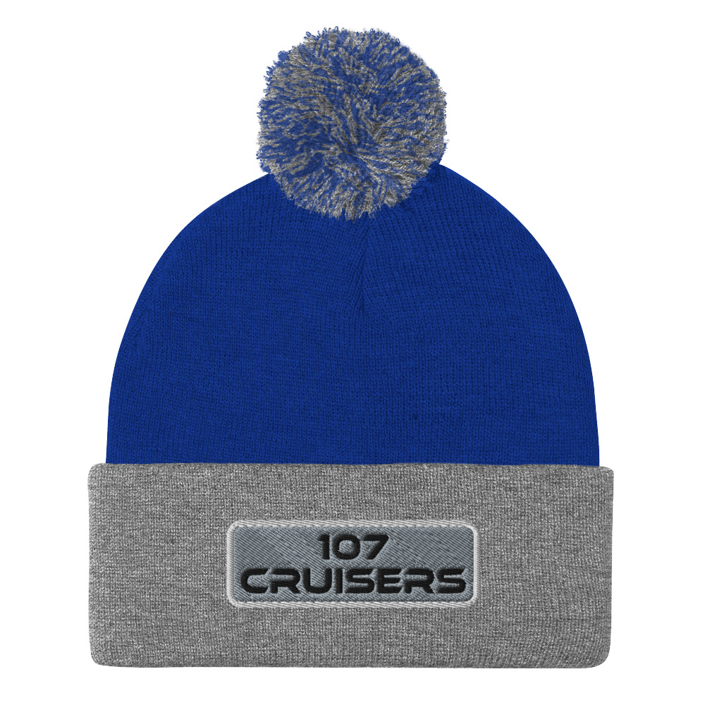 107 Cruisers Pom-Pom Beanie - Embroidered with Background - Image 4